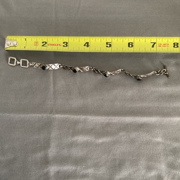 Sterling Silver and Onyx Toggle Bracelet - Picture 6 of 6